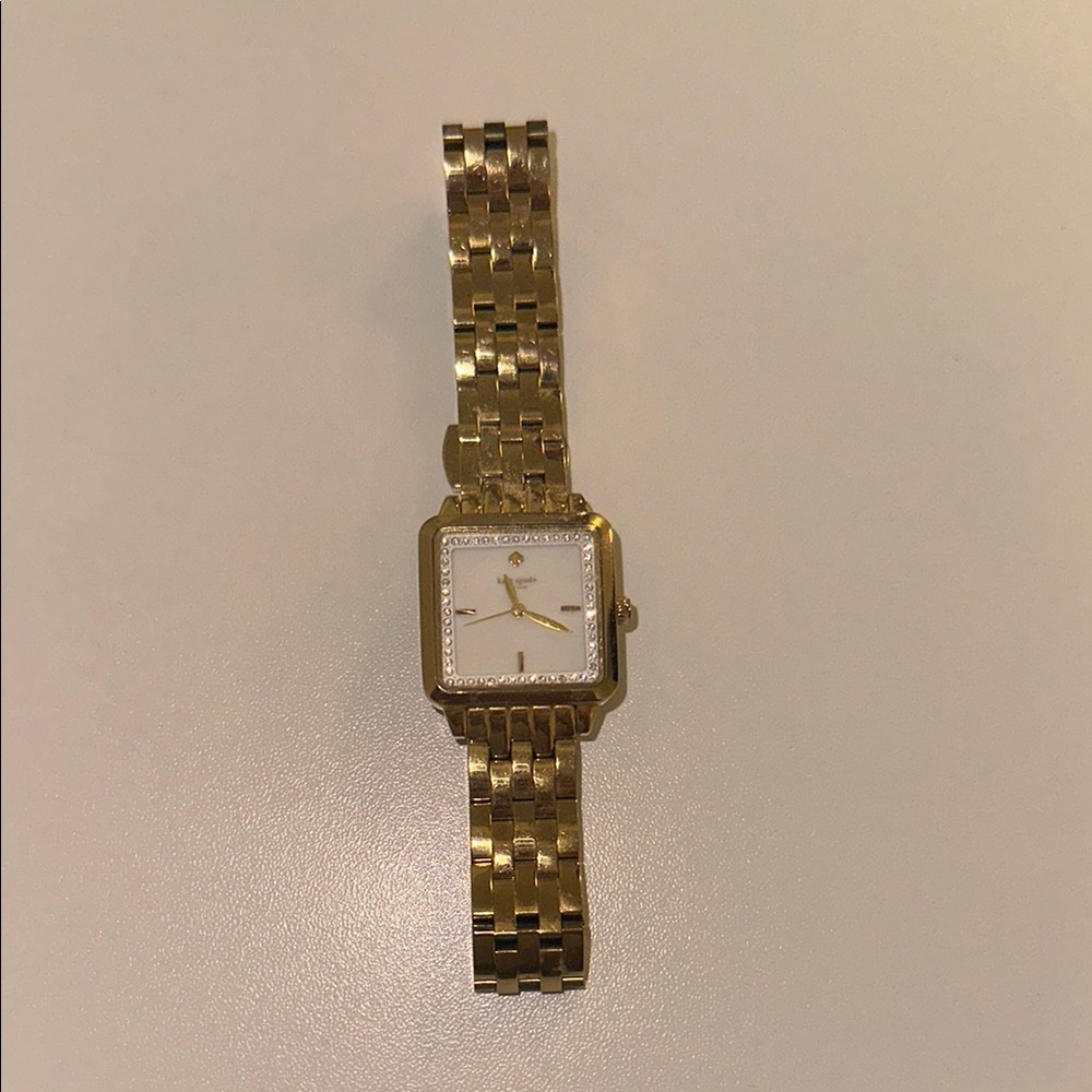 kate spade Gold Tone Square Link Bracelet Watch